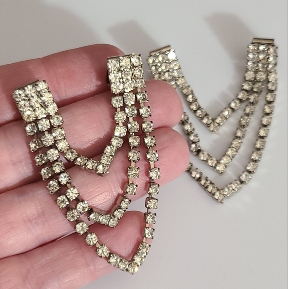 Vintage shoe clips Rhinestones dazzle wedding sparkly fancy estate vtg euc - Picture 1 of 7